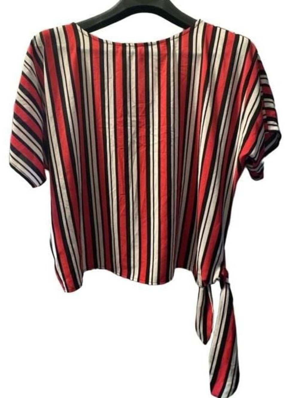 Hot Pink Michael Kors Striped Side-Tie Short Sleeve Top